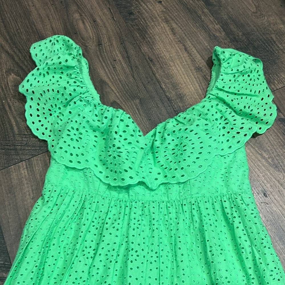 NWT Lilly Pulitzer Asteria Eyelet Babydoll Dress Cabana Green Size 0 - Picture 2 of 11